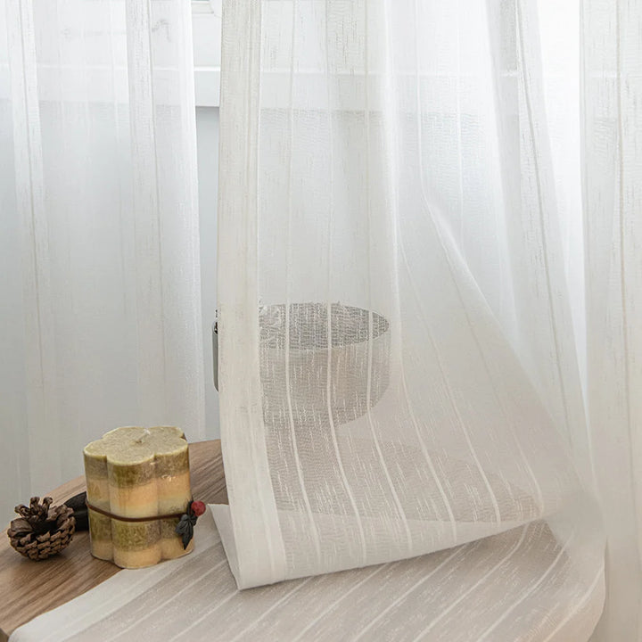 Gauzy Snowflake White Sheer Curtains