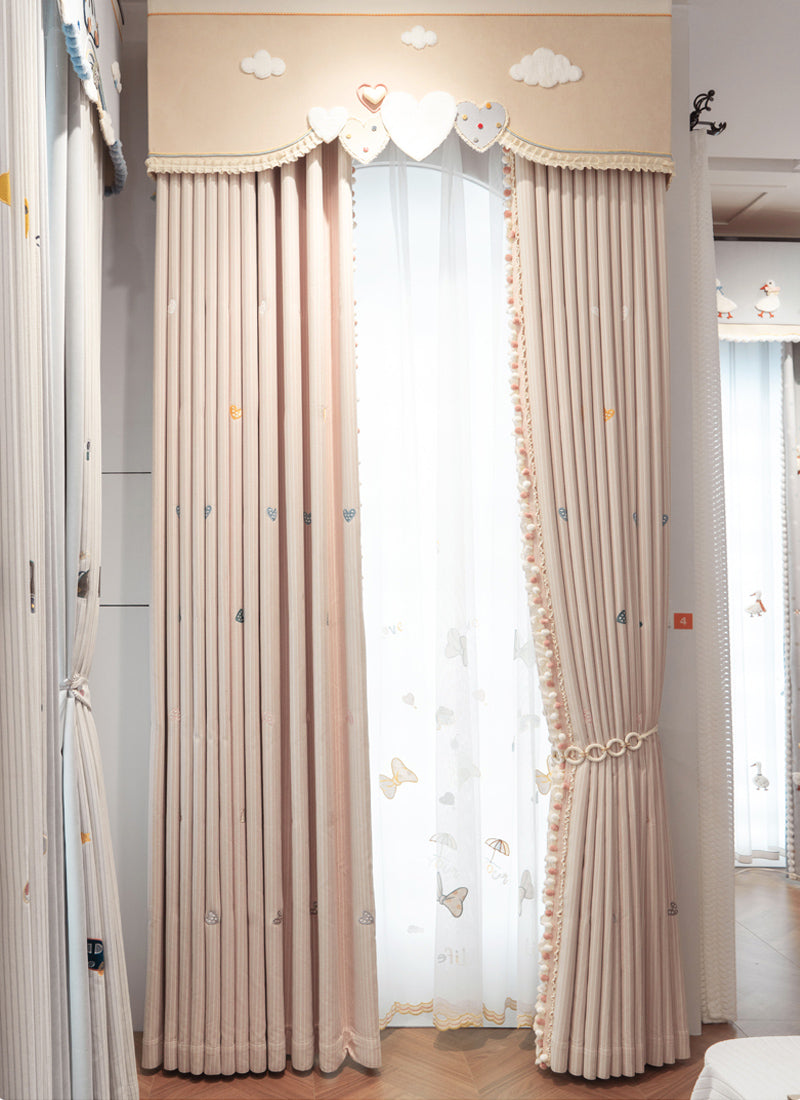 ‌Dreamy Pink Bubble Wonderland Curtains for Girls' Room