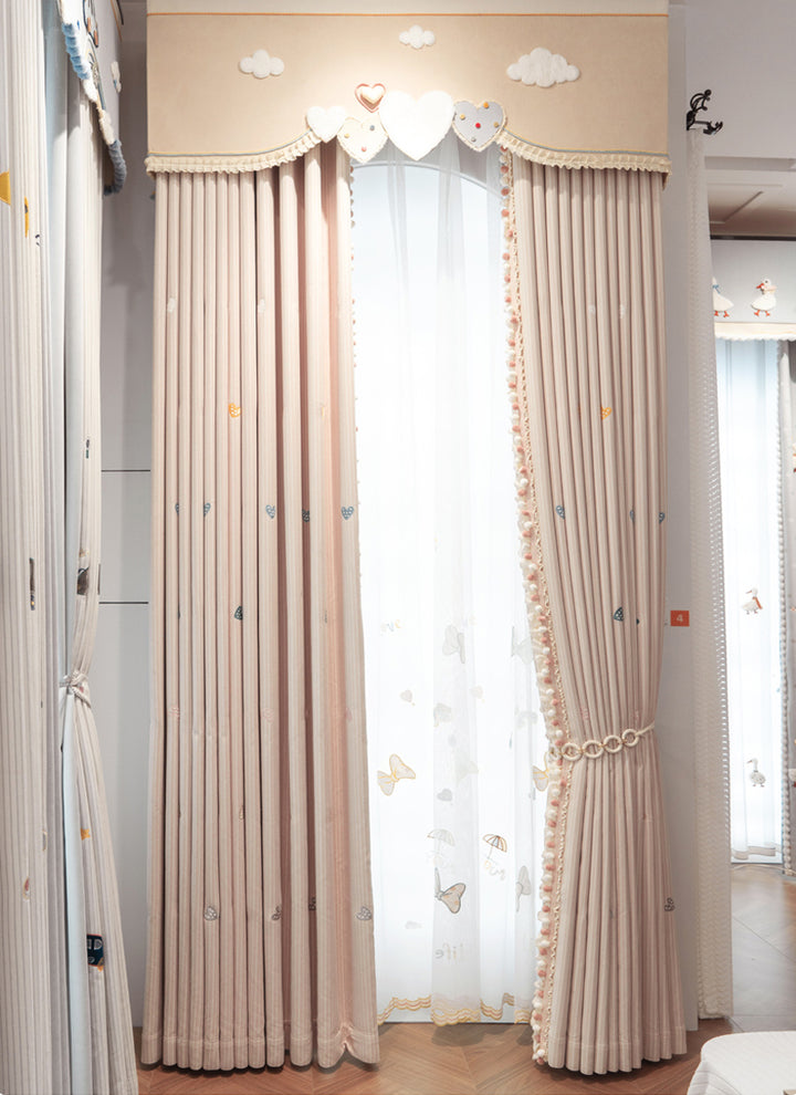 ‌Dreamy Pink Bubble Wonderland Curtains for Girls' Room
