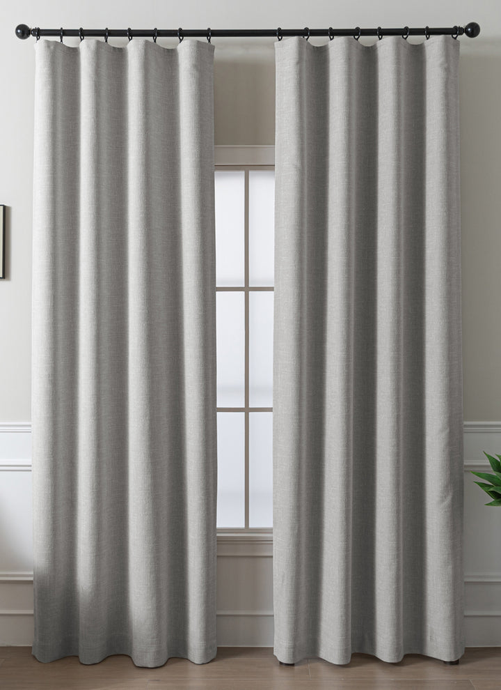 Linen 100% Blackout Curtains for Bedroom Full Light Blocking Curtains, Chenille Window Curtain for Living Room with Hooks(2 Panels, Anthracite Gray)