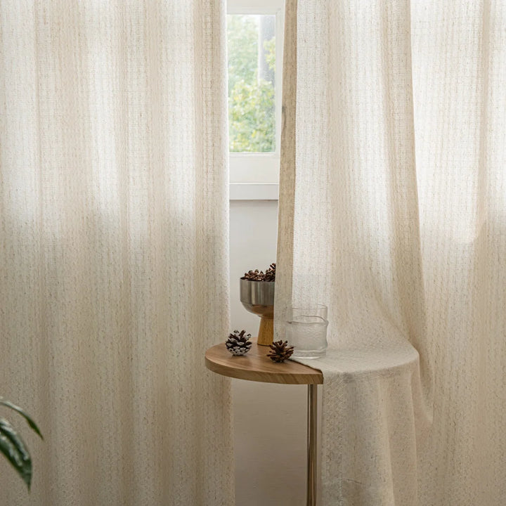 Flora-Lin Luxury Rhombus Texture Linen Curtains