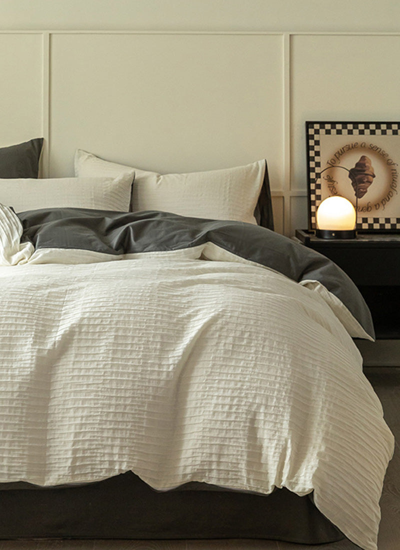 Pure Comfort Healing Cotton Bed Set – Airy Bubble Gauze & Waffle Texture for Luxury Homes & Resorts