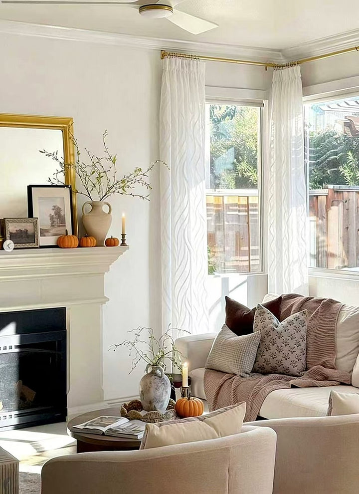 Leaf Pattern Curtains with Embossed Designs