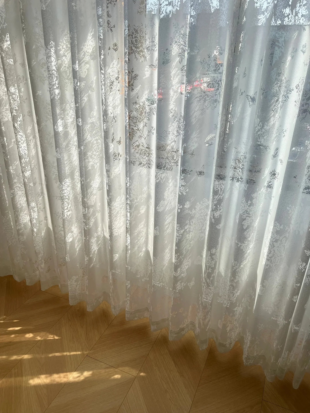 French Romantic Rose Cutout Pattern Gauze Curtain