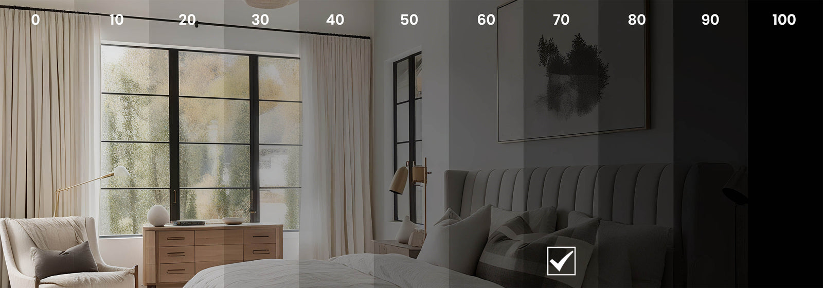 Bedroom Curtain with 70% Shading – Promotes restful sleep by filtering harsh sunlight.