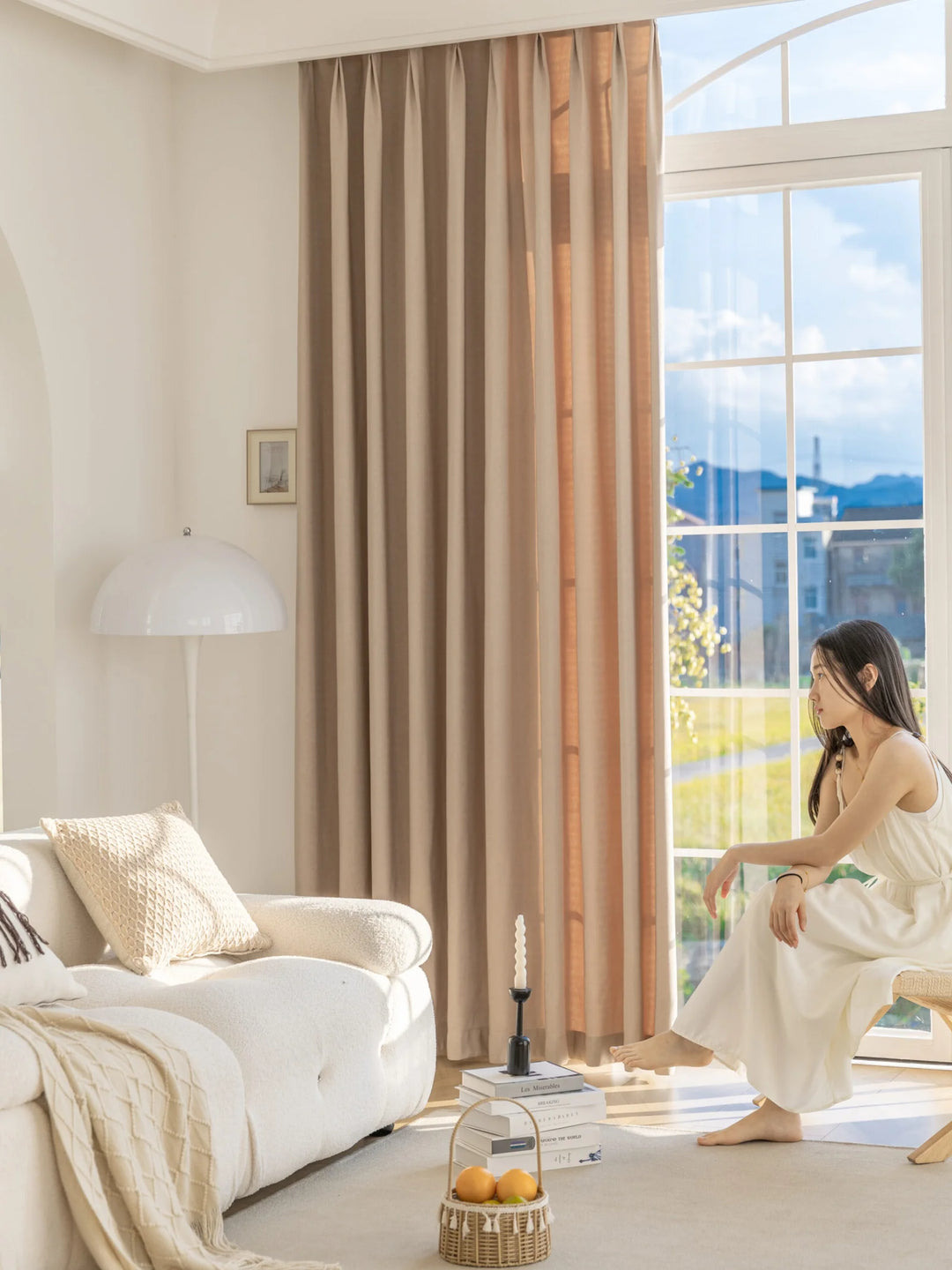 Nordic Wind High Quality Fine Flash Ripple Curved Curtains