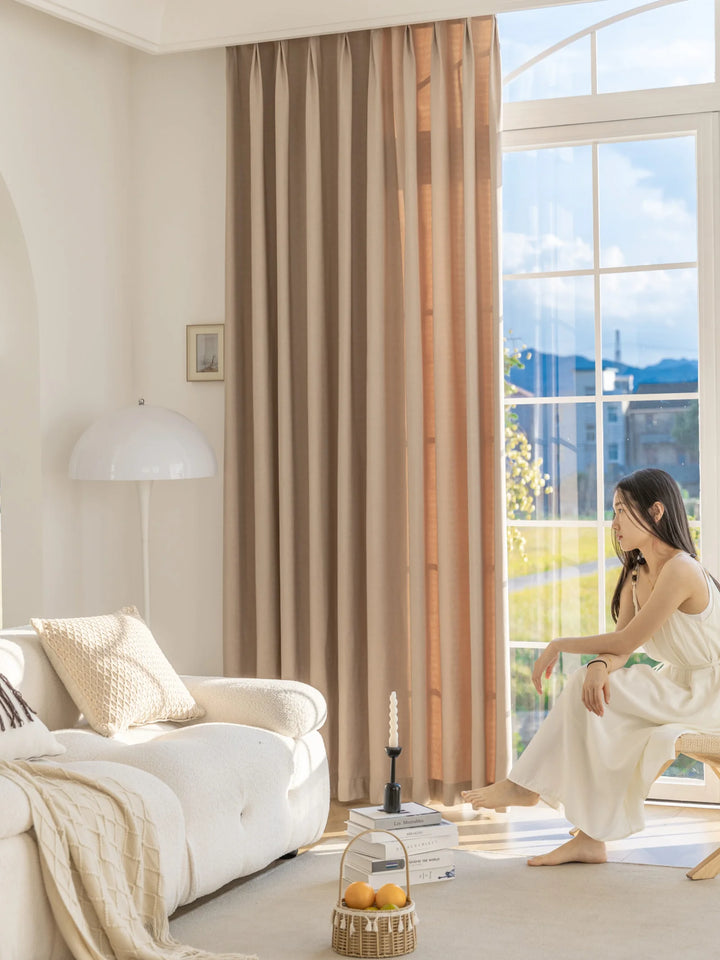 Nordic Wind High Quality Fine Flash Ripple Curved Curtains