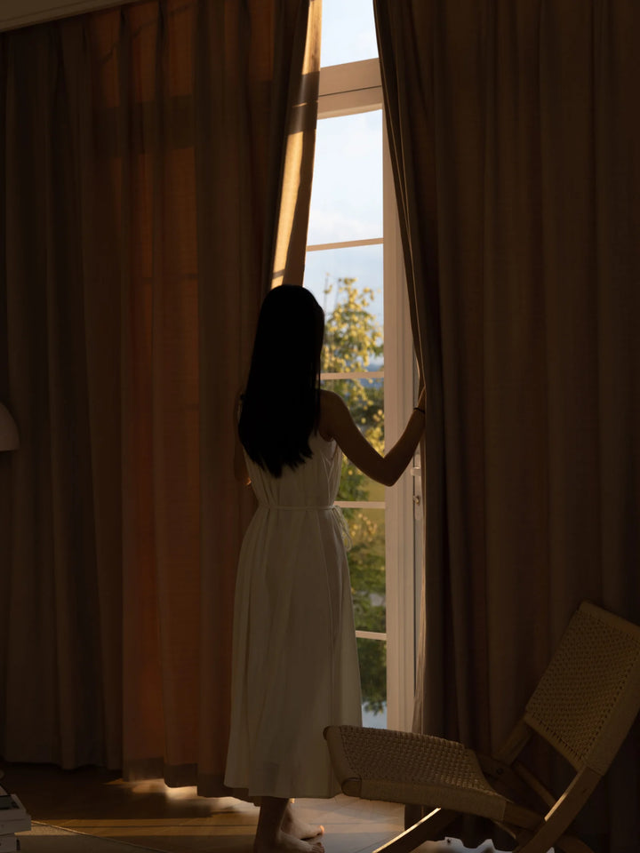 Nordic Wind High Quality Fine Flash Ripple Curved Curtains