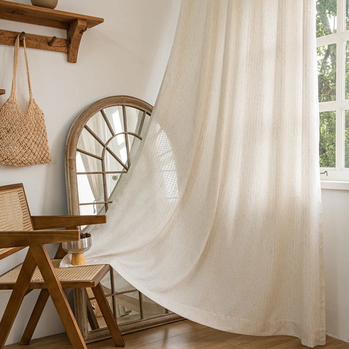 Flora-Lin Luxury Rhombus Texture Linen Curtains