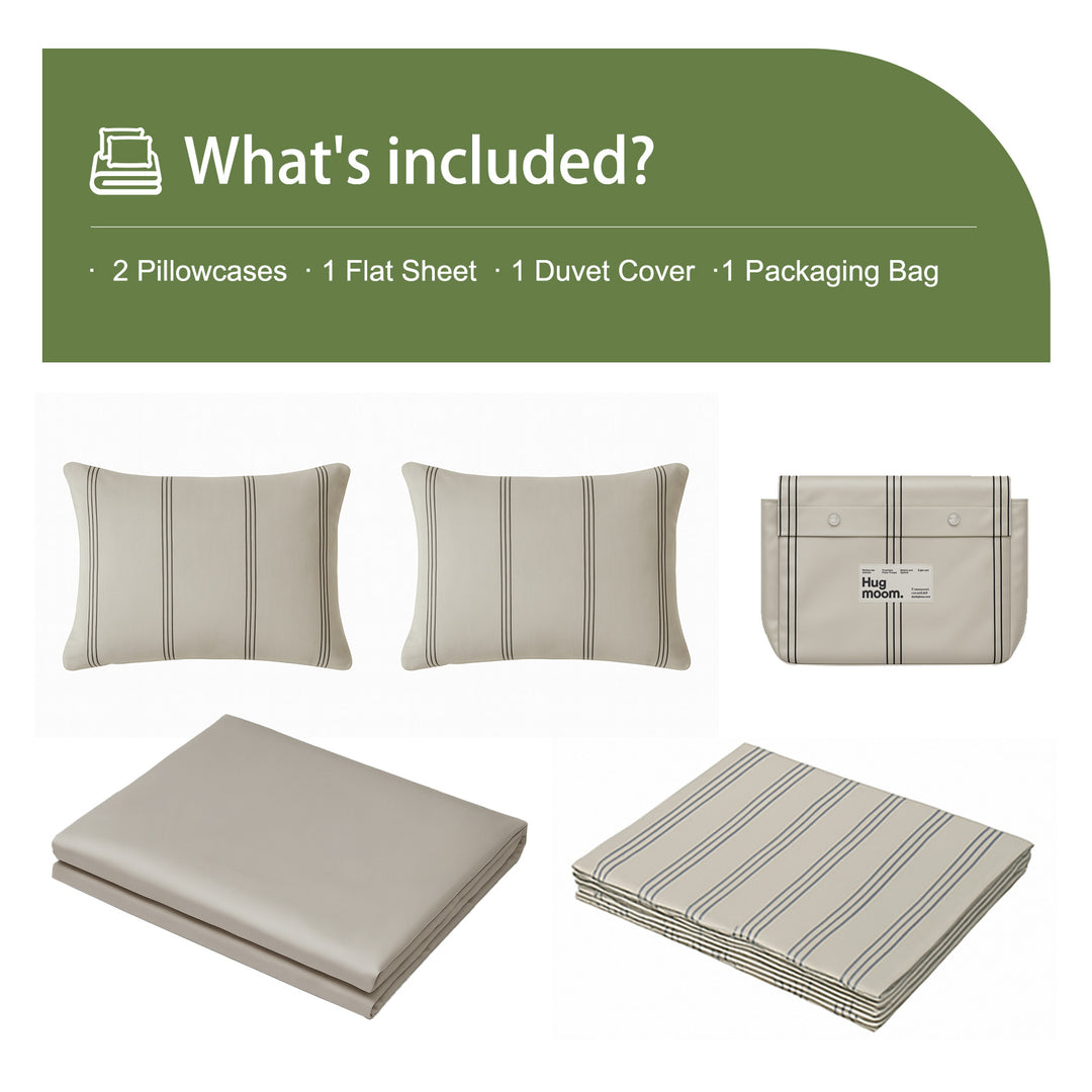 Luxury 4-Piece Bedding Set– Minimalist Modern Duvet Cover with Striped Design