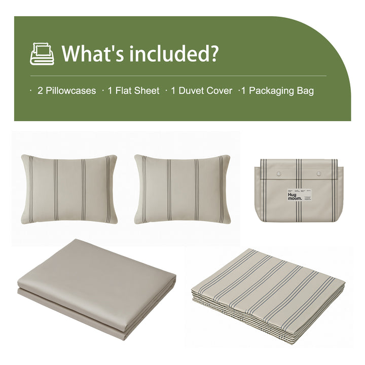 Luxury 4-Piece Bedding Set– Minimalist Modern Duvet Cover with Striped Design