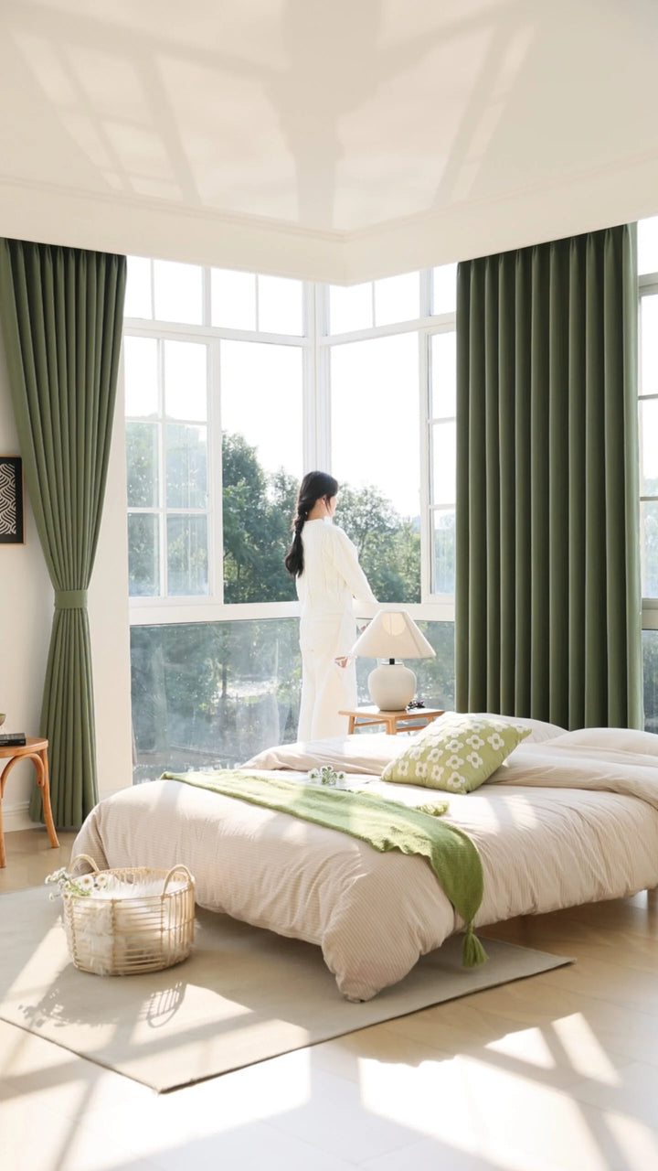 Superior Sense Bark Pressed Wrinkle, Super Soft Chenille Curtains