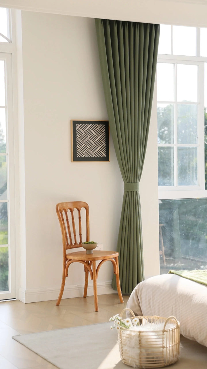 Superior Sense Bark Pressed Wrinkle, Super Soft Chenille Curtains