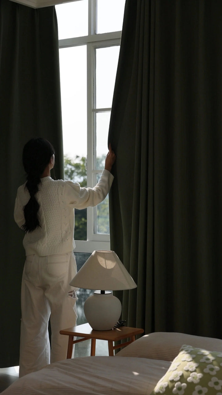 Superior Sense Bark Pressed Wrinkle, Super Soft Chenille Curtains