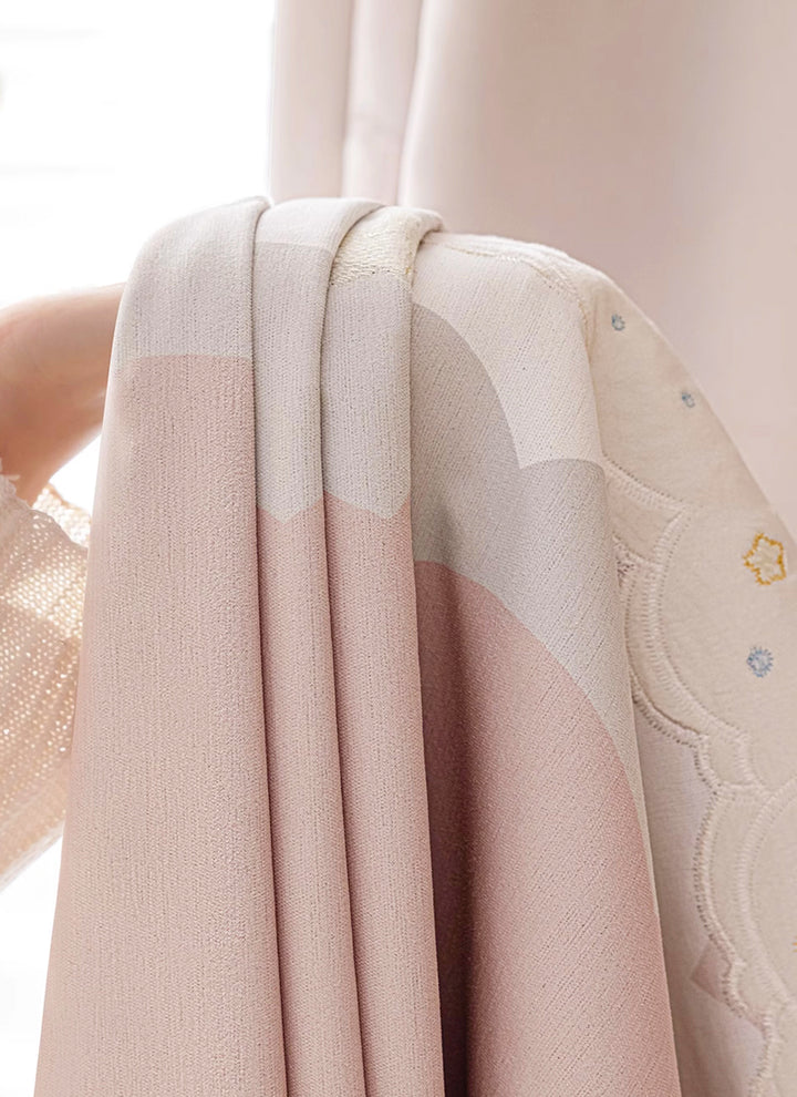 ‌Dreamy Pink Bubble Wonderland Curtains for Girls' Room