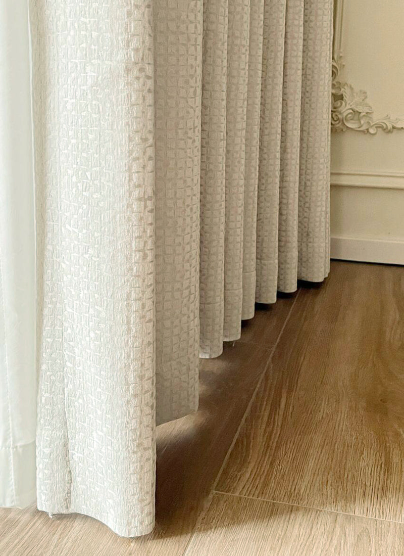 ‌Coastal Waffle Chenille Curtains – Rose Coast Inspired, Soft & Modern