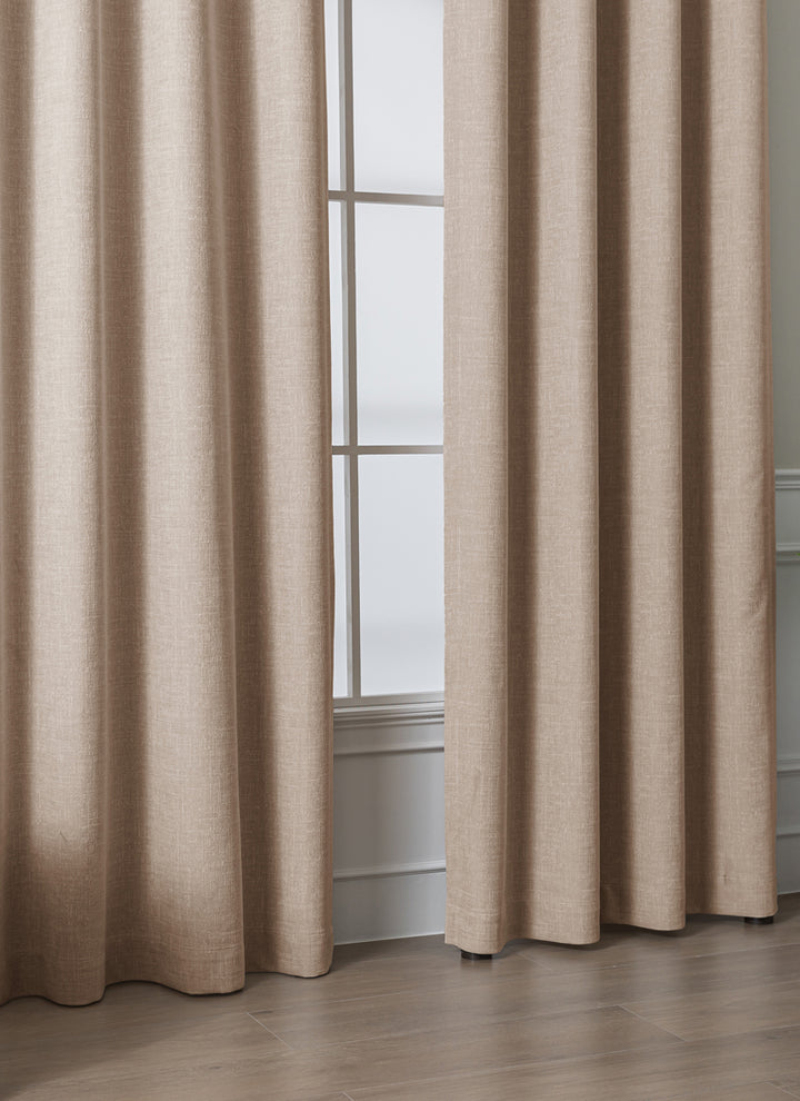 Linen 100% Blackout Curtains for Bedroom Full Light Blocking Curtains, Chenille Window Curtain for Living Room with Hooks(2 Panels, Anthracite Gray)