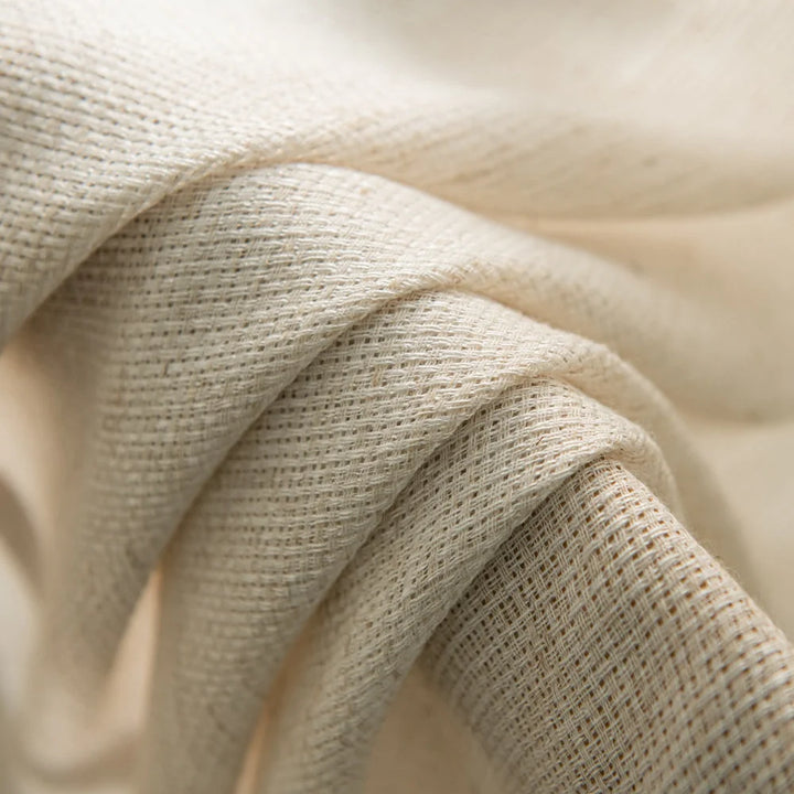 Seren Natural Small Plaid Linen Drape Curtains