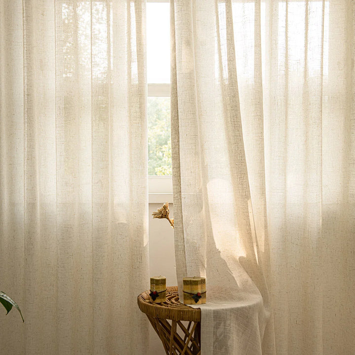Herb-Lin Ivory Linen Sheer Curtains