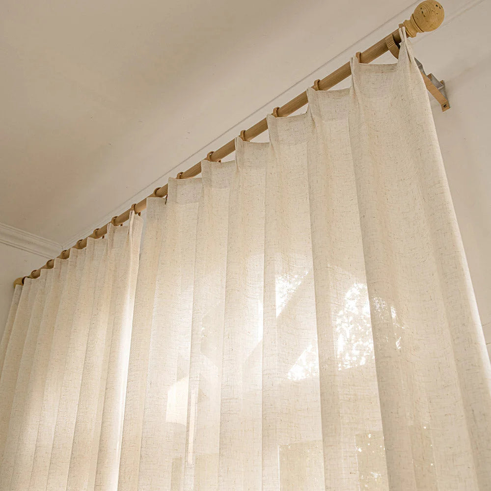 Herb-Lin Ivory Linen Sheer Curtains