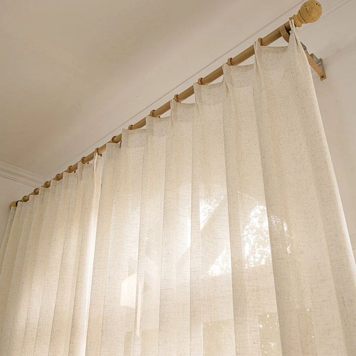 Herb-Lin Ivory Linen Sheer Curtains