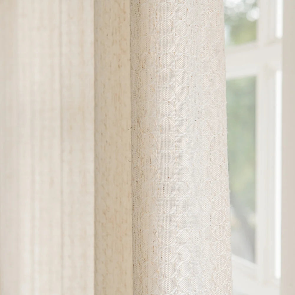 Flora-Lin Luxury Rhombus Texture Linen Curtains