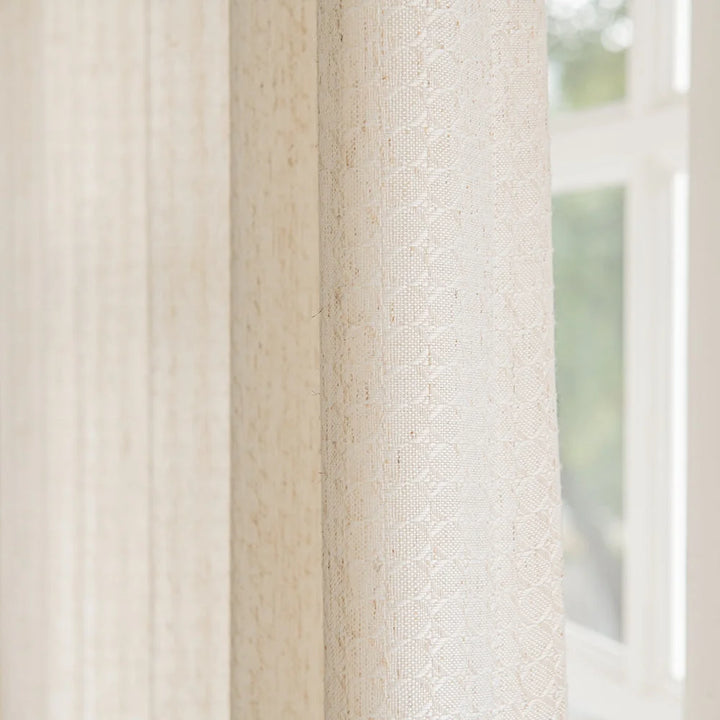 Flora-Lin Luxury Rhombus Texture Linen Curtains