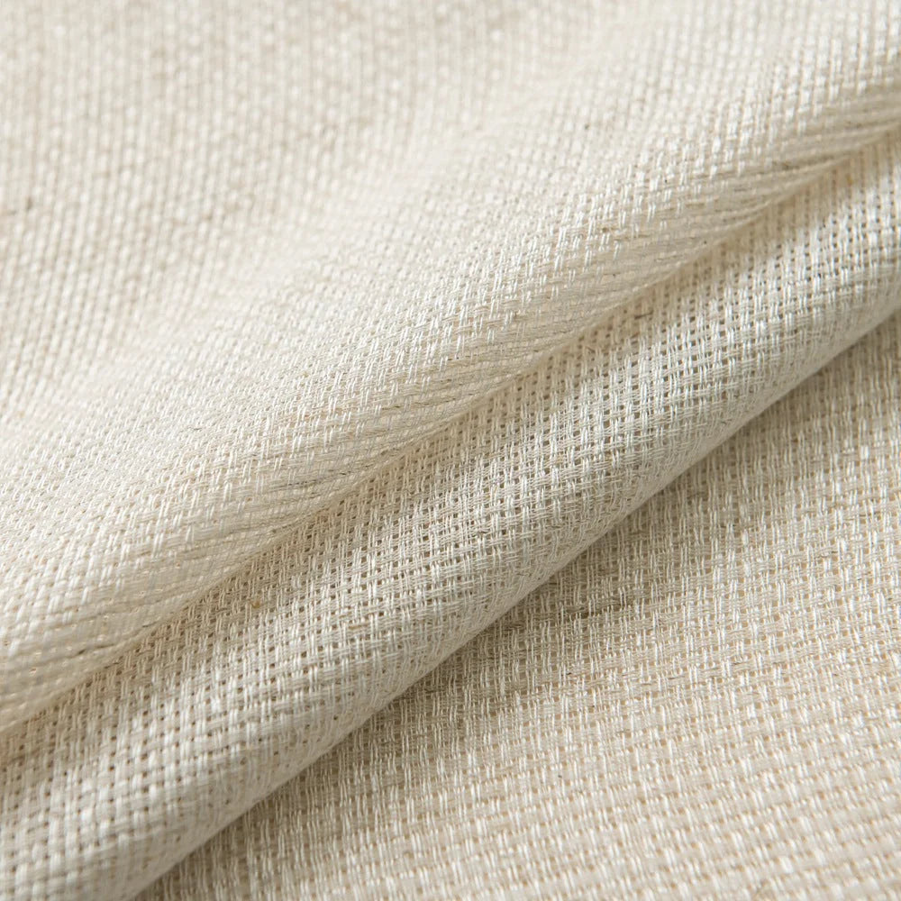 Seren Natural Small Plaid Linen Drape Curtains