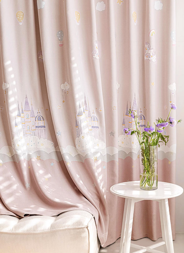 ‌Dreamy Pink Bubble Wonderland Curtains for Girls' Room