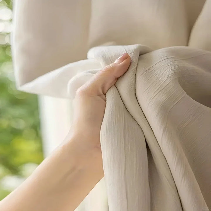Superior Sense Bark Pressed Wrinkle, Super Soft Chenille Curtains