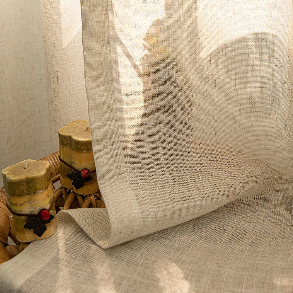 Herb-Lin Ivory Linen Sheer Curtains