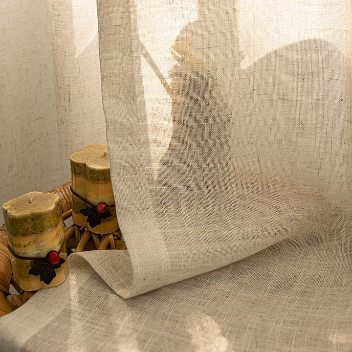 Herb-Lin Ivory Linen Sheer Curtains