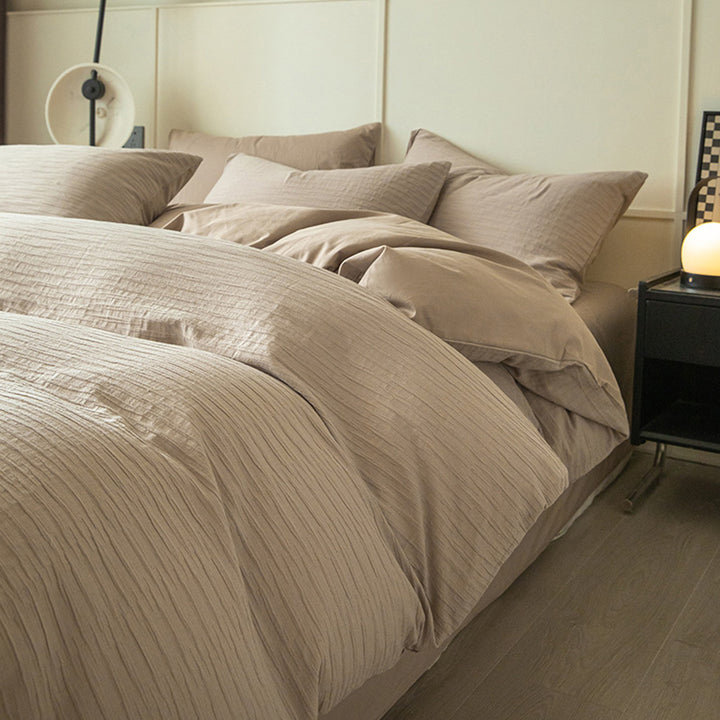 Pure Comfort Healing Cotton Bed Set – Airy Bubble Gauze & Waffle Texture for Luxury Homes & Resorts