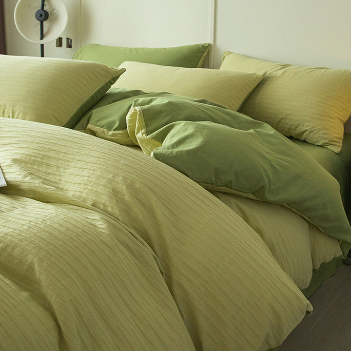 Pure Comfort Healing Cotton Bed Set – Airy Bubble Gauze & Waffle Texture for Luxury Homes & Resorts