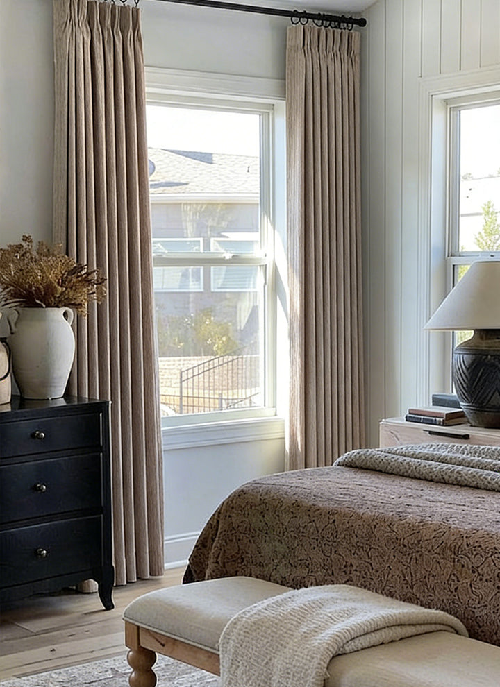 Chenille Floral Curtains for Living Room with Blackout Lining