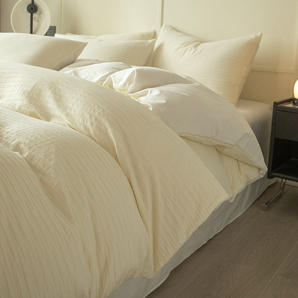 Pure Comfort Healing Cotton Bed Set – Airy Bubble Gauze & Waffle Texture for Luxury Homes & Resorts