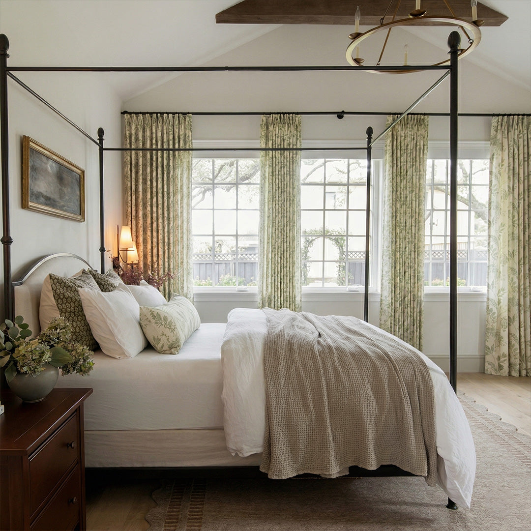 Terracotta Botanical Country Floral Drapery – Pleated Elegant Drapes for Bold Vintage Living Spaces (USA, Canada, EU)