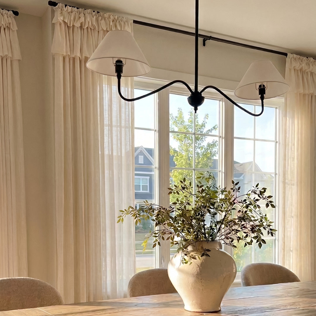 Cream Sheer Valances with Cake Ruffle Design – Airy Drapes for Sunlit Farmhouse Dining Rooms (USA, Canada, EU)