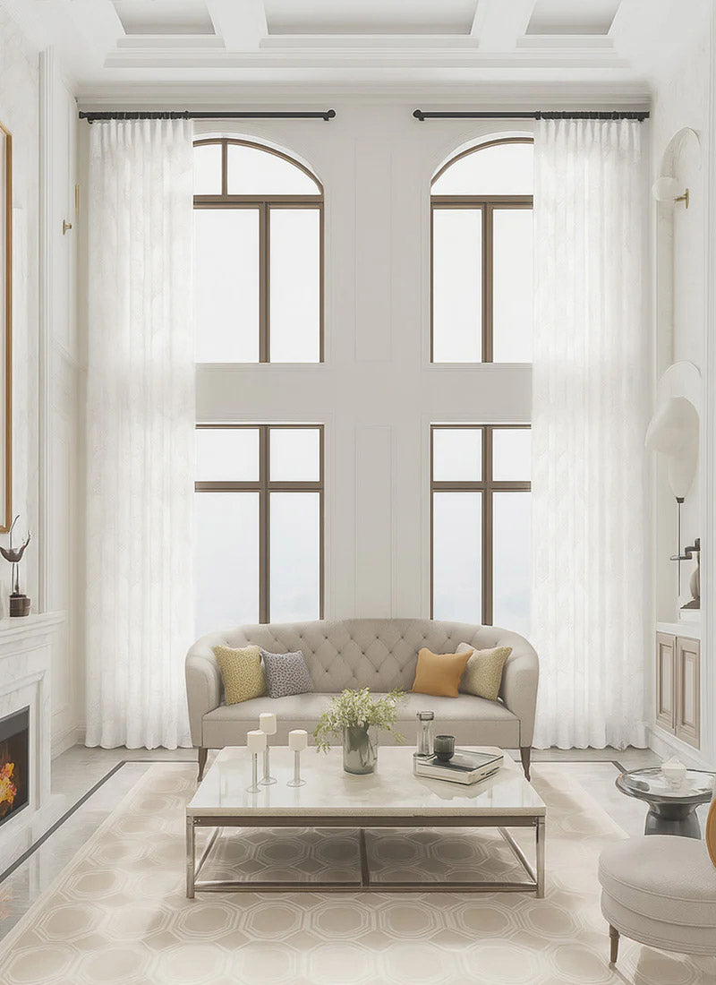 Elegant Crown Delicate High-Precision Embroidery Sheer Curtains