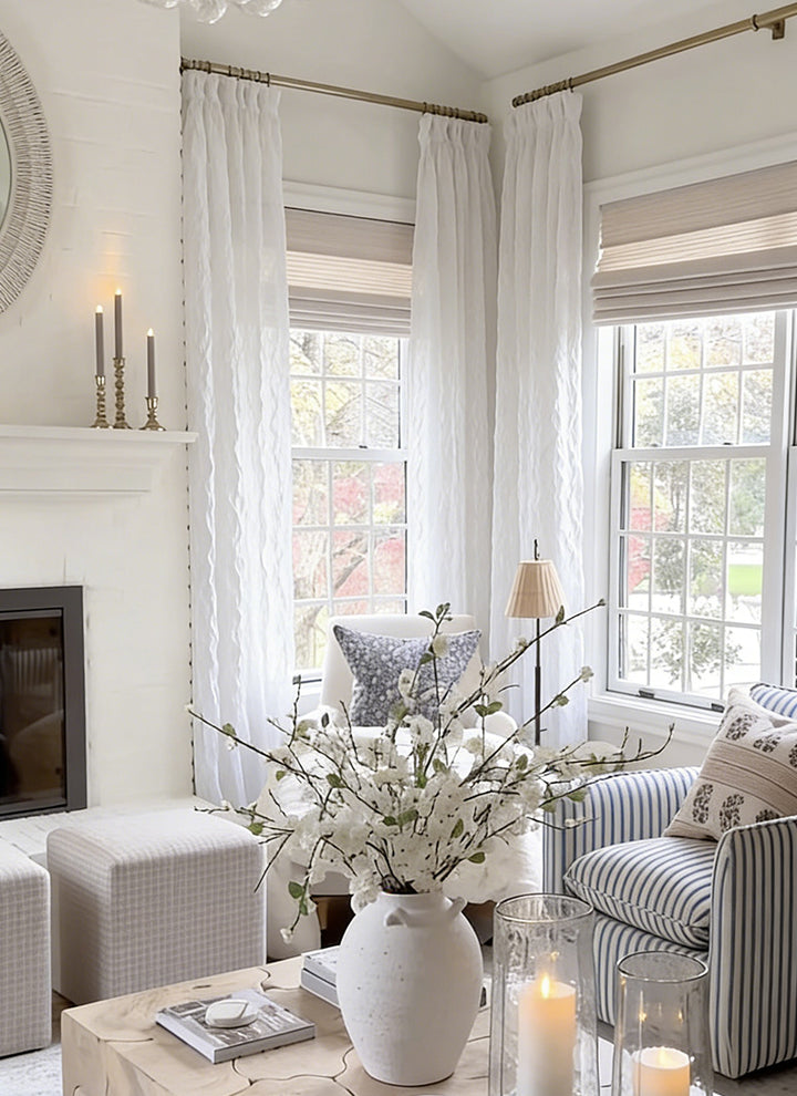 ‌Elegant Pleated Sheer Curtains