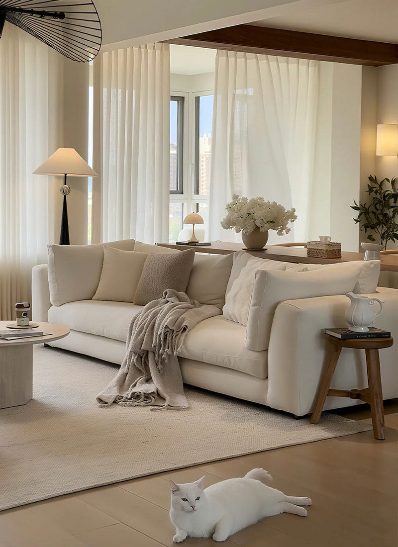 ‌Elegant Linen Sheer Curtain with Light Filtering, Luxurious Drape for Home