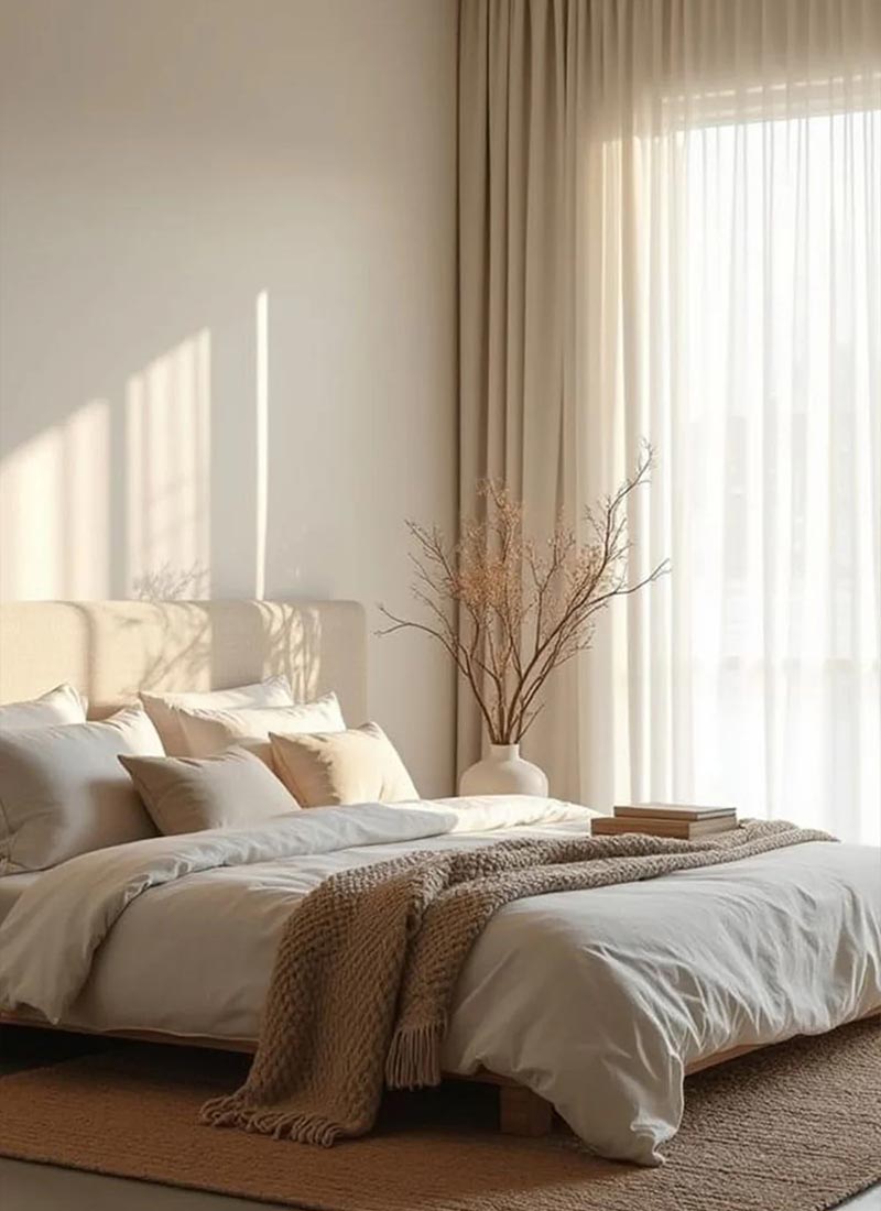 ‌Elegant Linen Sheer Curtain with Light Filtering, Luxurious Drape for Home