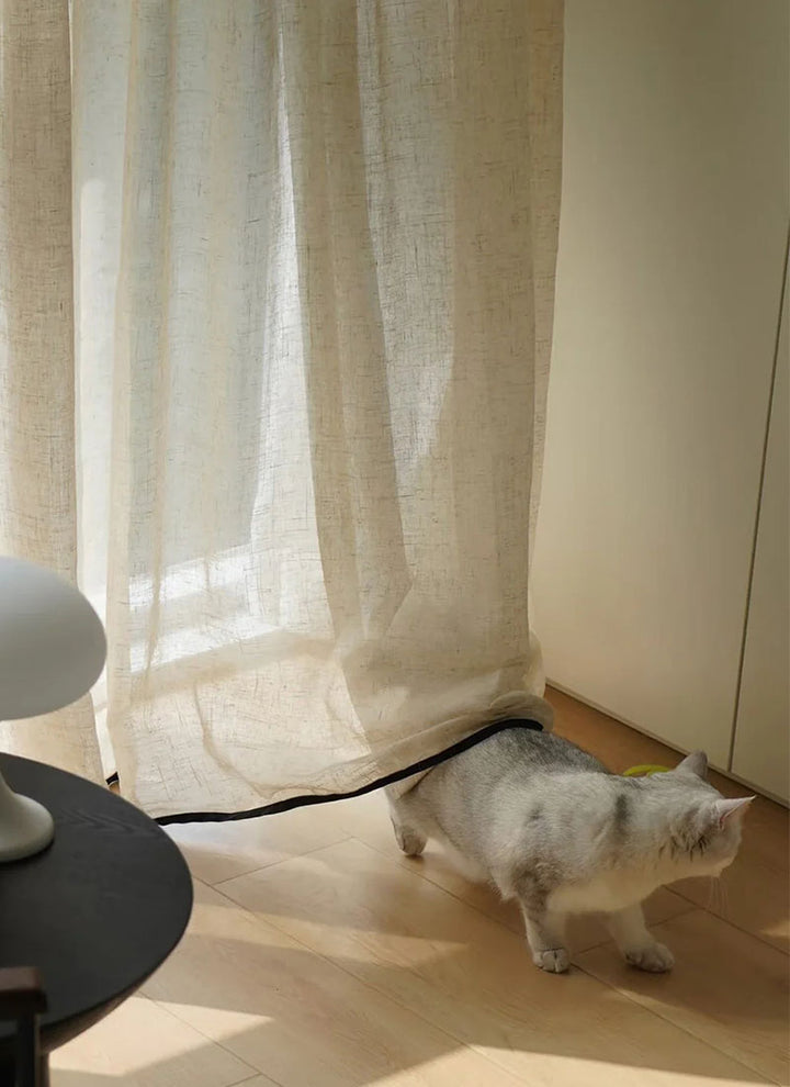‌Elegant Linen Sheer Curtain with Light Filtering, Luxurious Drape for Home