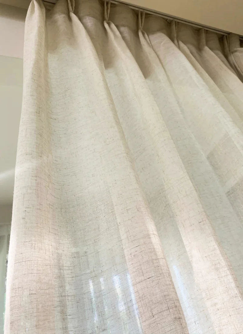 ‌Elegant Linen Sheer Curtain with Light Filtering, Luxurious Drape for Home