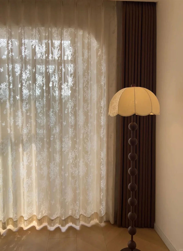 French Roman Rose Cutout Pattern Gauze Curtain (non customized)