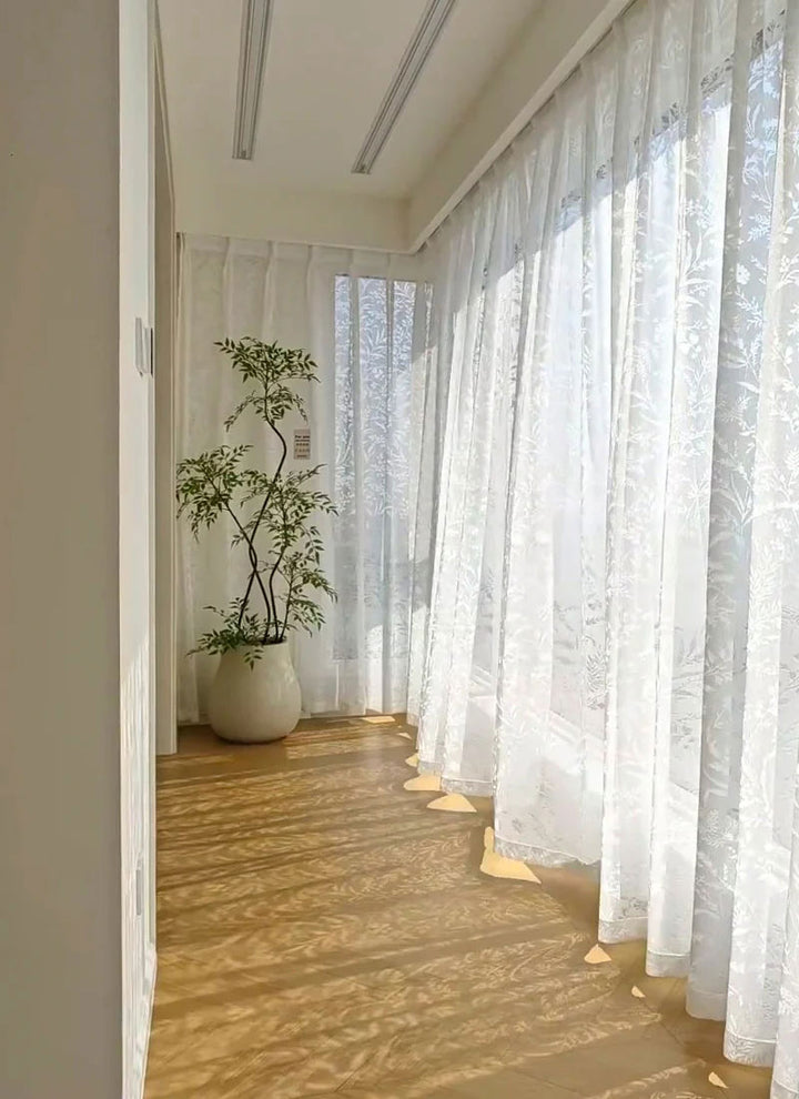 French Roman Rose Cutout Pattern Gauze Curtain (non customized)