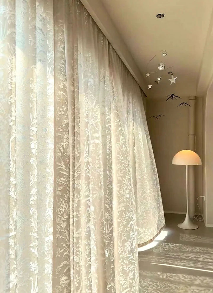 French Roman Rose Cutout Pattern Gauze Curtain (non customized)