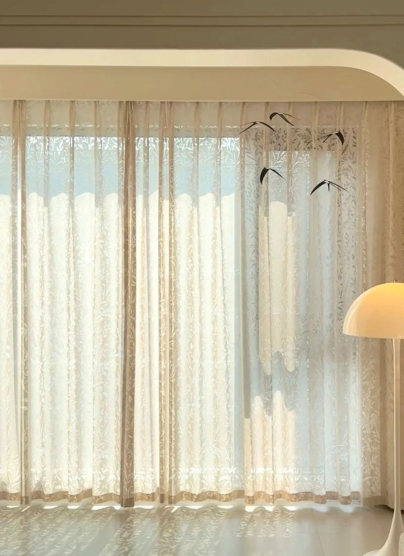 French Roman Rose Cutout Pattern Gauze Curtain (non customized)
