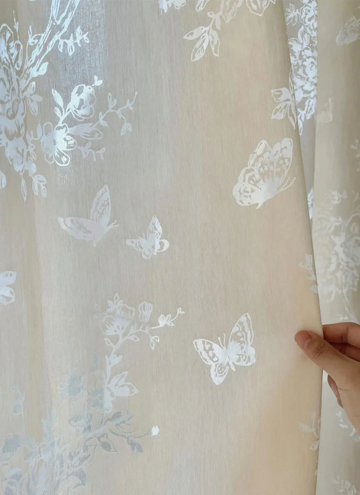 French Romantic Rose Cutout Pattern Gauze Curtain