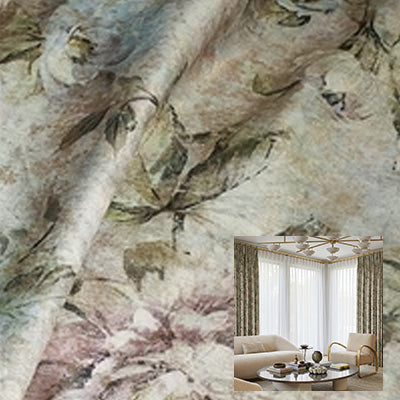 HUGMOOM Luxury Curtains with Floral Pattern - Artisanal Watercolor Floral Print Linen Curtains in Soft Earthy &amp; Pastel Tones, Custom Pinch Pleat Drapes for Bright Modern Living Rooms, Bespoke Timeless Ethereal Designer Window Treatments